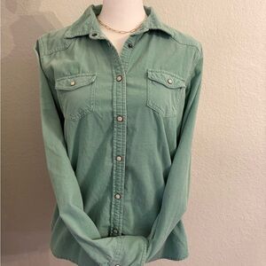 American Eagle Outfitters Turquoise Corduroy Shirt